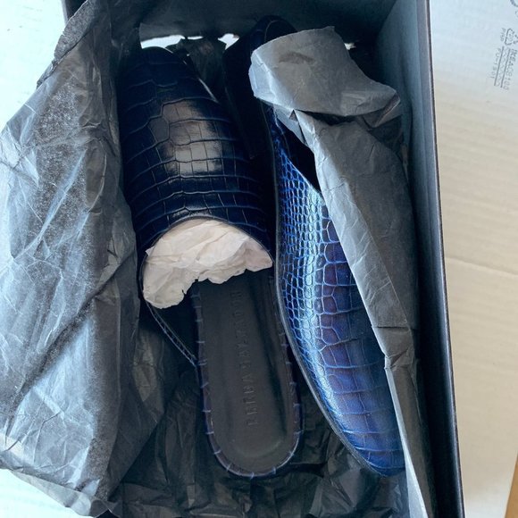 Freda Salvador Lay Croc Embossed Slip On Mules Ink - Picture 10 of 12